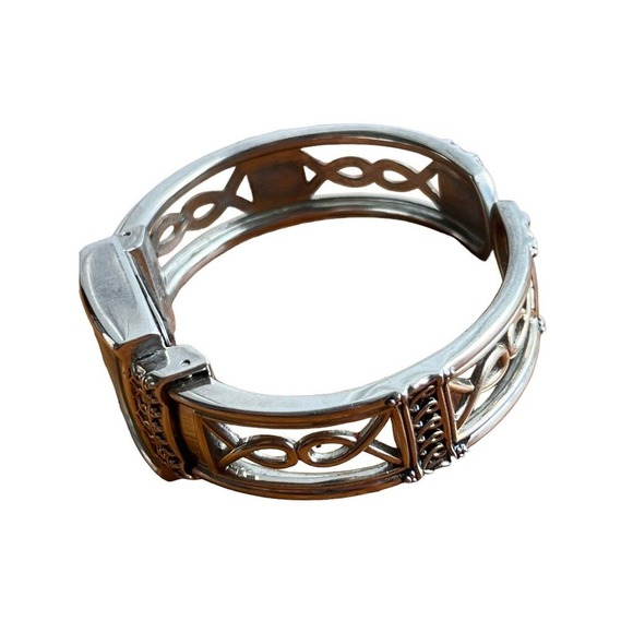 Harve Bernard Quartz Watch Filligree Metal Cuff - Picture 6 of 7